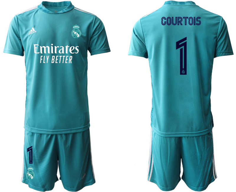Men 2020-2021 club Real Madrid blue goalkeeper #1 Soccer Jerseys